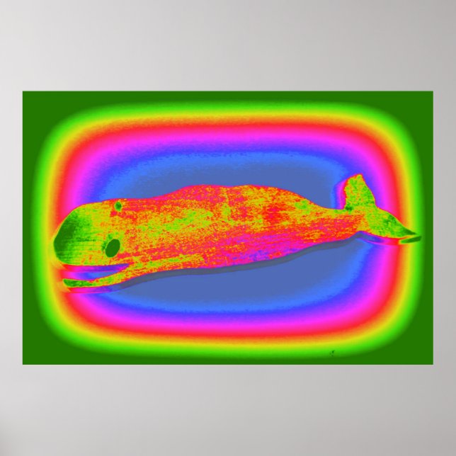 smiling psychedelic whale poster (Front)