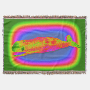 smiling psychedelic whale throw blanket