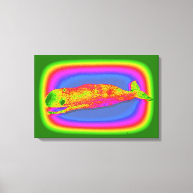 smiling psychedelic whale wrapped canvas print (Front)