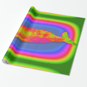 smiling psychedelic whale wrapping paper