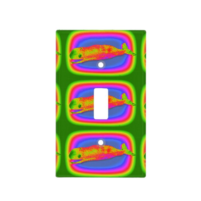 smiling psychedelic whales light switch cover (Front)
