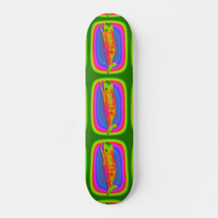 smiling psychedelic whales skateboard deck