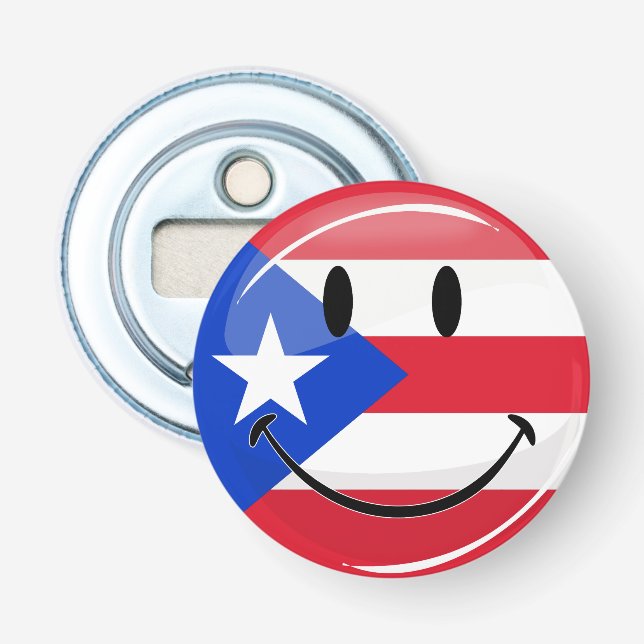 Smiling Puerto Rican Flag Bottle Opener (Front)