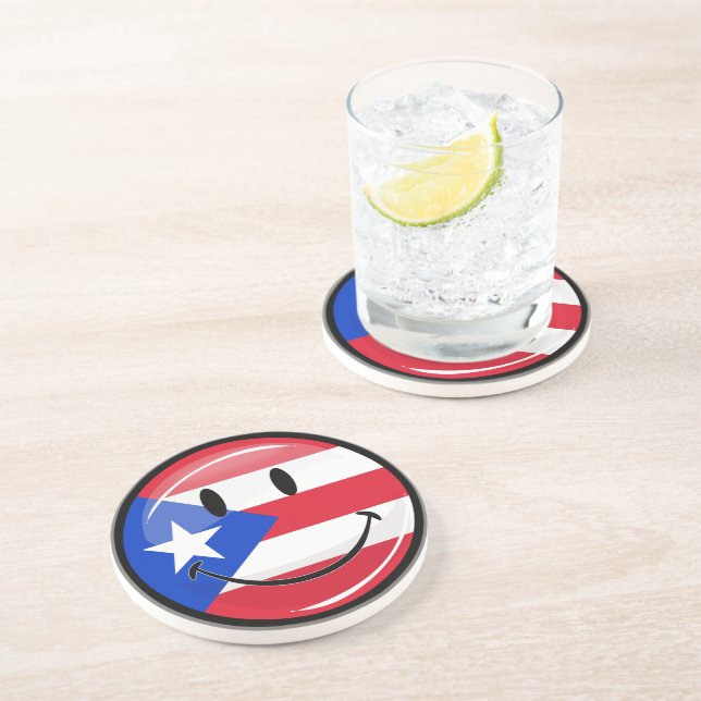Smiling Puerto Rican Flag Drink Coaster (Side)