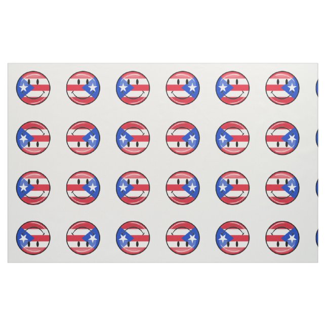Smiling Puerto Rican Flag Fabric (Fat Quarter)