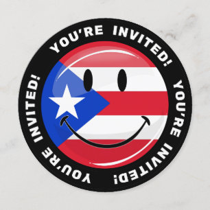 Smiling Puerto Rican Flag Invitation