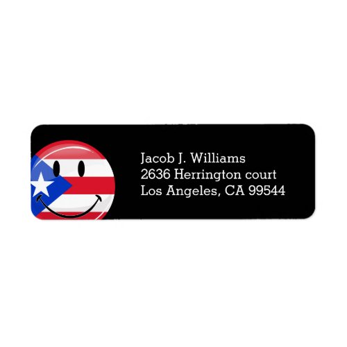 Smiling Puerto Rican Flag Label