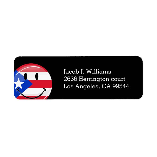 Smiling Puerto Rican Flag Label (Front)