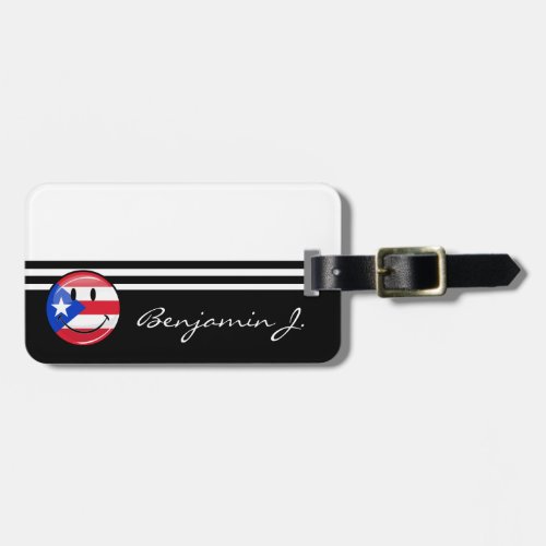 Smiling Puerto Rican Flag Luggage Tag