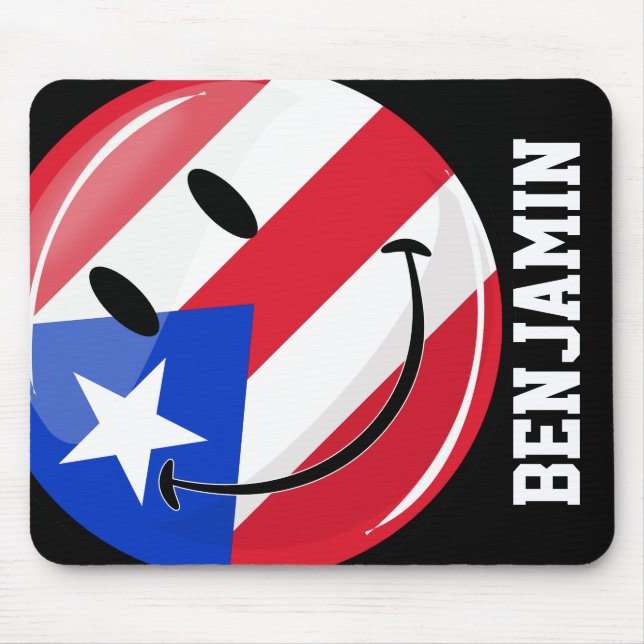 Smiling Puerto Rican Flag Mouse Pad (Front)