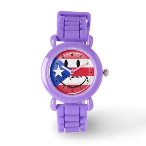 Smiling Puerto Rican Flag Watch