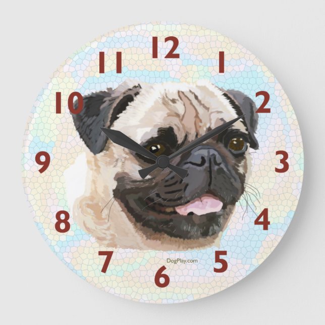 Smiling Pug Wall Clock (Front)