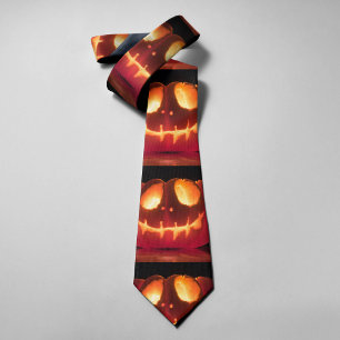 Smiling Pumpkin Halloween Season Neck Tie