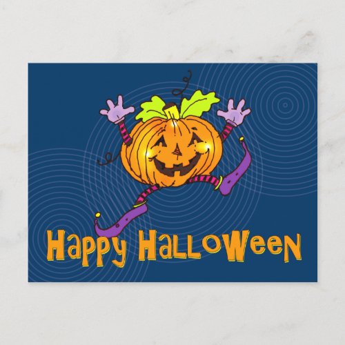 Smiling Pumpkin Happy Halloween Postcard