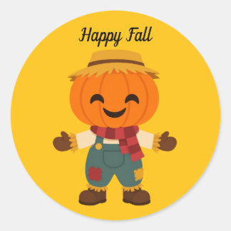 Smiling Pumpkin Head Scarecrow Sticker