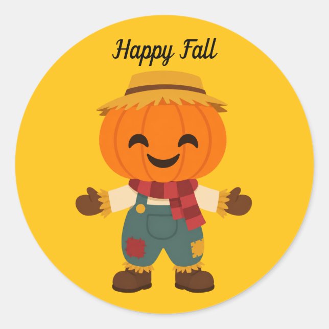 Smiling Pumpkin Head Scarecrow Sticker (Front)