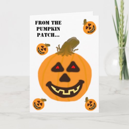 Smiling Pumpkin Patch Halloween Card