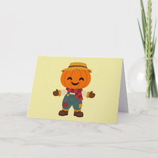 Smiling Pumpkin Scarecrow Greeting Card