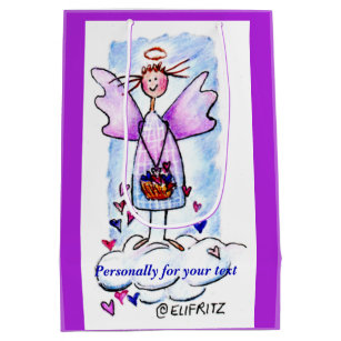 Purple Passion Watercolor Hearts Medium Gift Bag