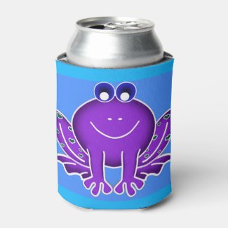 smiling  purple frog can cooler