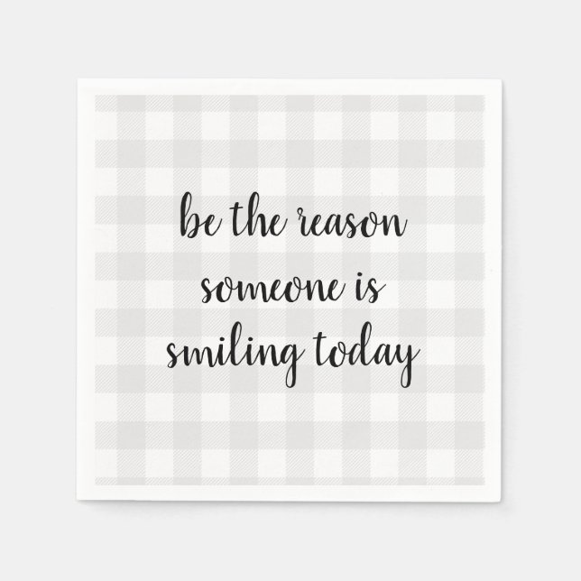 Smiling Quote Gingham Pattern Wreath Napkins (Front)
