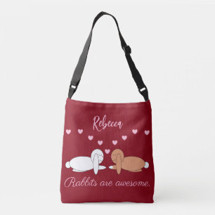 Smiling Rabbits in Love: Maroon Crossbody Bag