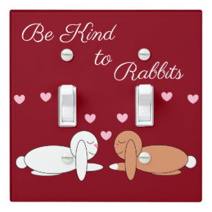Smiling Rabbits in Love:  Maroon Light Switch Cover