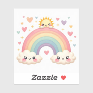 Smiling Rainbow of Love – Kawaii Hearts Sticker
