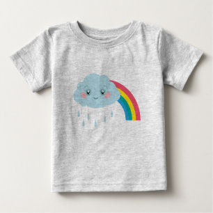 Smiling Rainy Cloud And Rainbow Cute Kids Baby T-Shirt