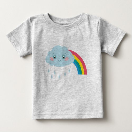 Smiling Rainy Cloud And Rainbow Cute Kids Baby T_Shirt