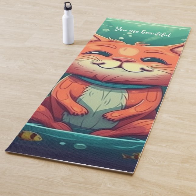 Smiling Red Cat Yoga Mat - Perfect Birthday Gift (In Situ)