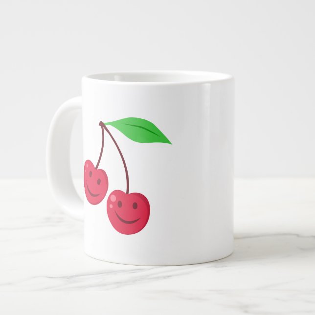 Smiling Red Cherries Large Coffee Mug (Front Left)