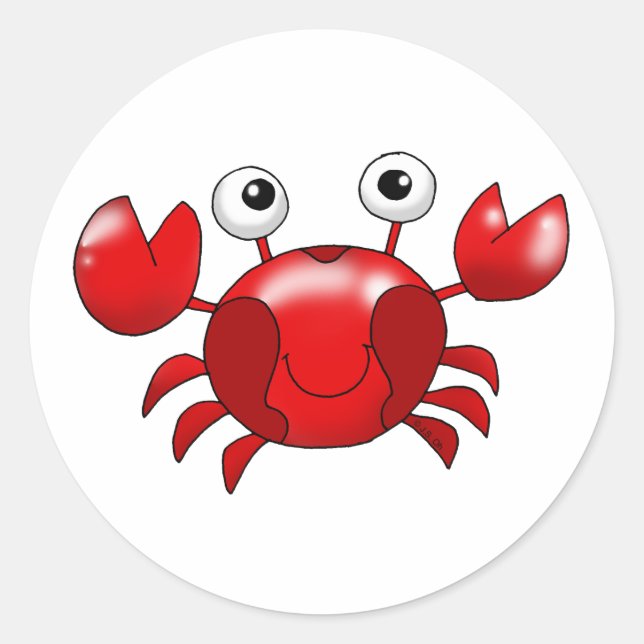 Smiling Red Crab Cartoon Sticker   (Front)
