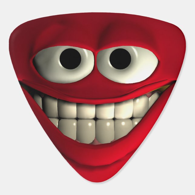 Smiling Red Emoticon Guitar Pick (Back)