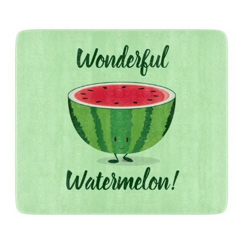 Smiling Red Green Watermelon Fruit Food Character Cutting Board