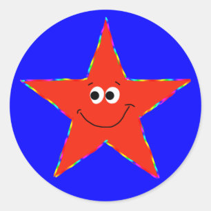 Smiling Red Star Stickers