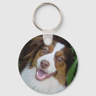 Smiling Red Tri Aussie Keychain