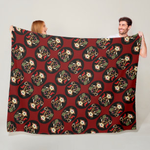 Smiling Reindeer Decorated With Christmas Stocking Fleece Blanket