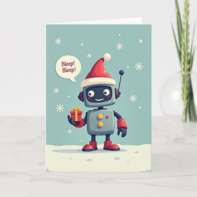 Smiling Robot Christmas Card (Front)