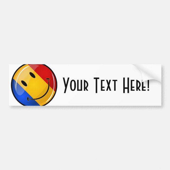 Smiling Romanian Flag Bumper Sticker (Front)