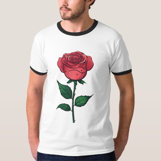 Smiling Rose: Surreal Minimalist T-Shirt Design (Front)