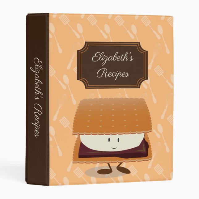 Smiling S’more Name Cute Recipe Mini Binder (Front/Spine)