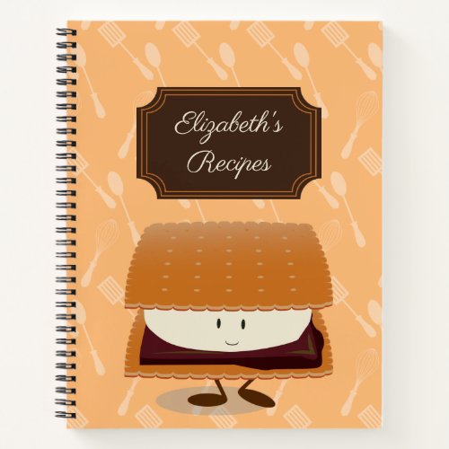 Smiling Smore with Name  Recipe Notebook