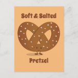 Smiling Salted Pretzel Cartoon Character Food Postcard