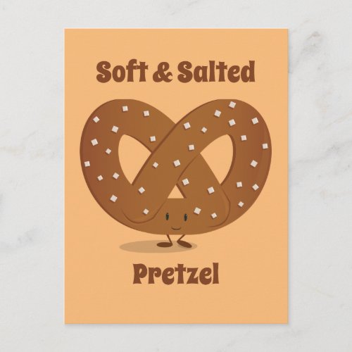 Smiling Salted Pretzel Cartoon Character Food Postcard