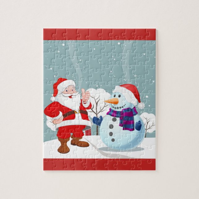 Smiling Santa And Snowman Jigsaw Puzzle (Vertical)