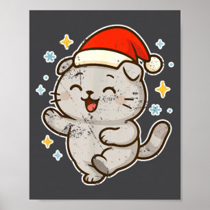 Smiling Santa Cat Holiday Cheer  Poster