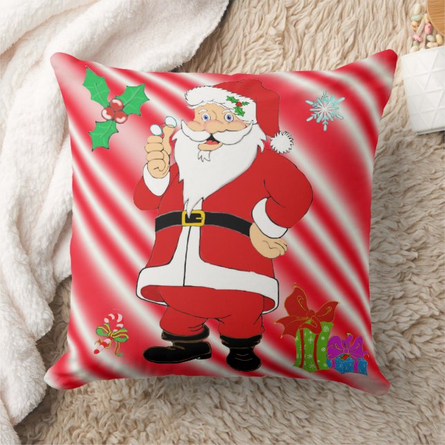 Smiling Santa Christmas Throw Pillow (Blanket)