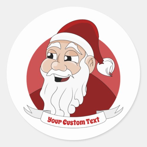 Smiling Santa Claus cartoon Classic Round Sticker