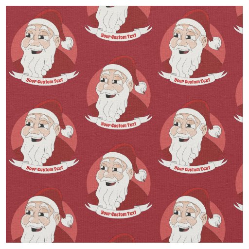 Smiling Santa Claus cartoon repeating pattern Fabric